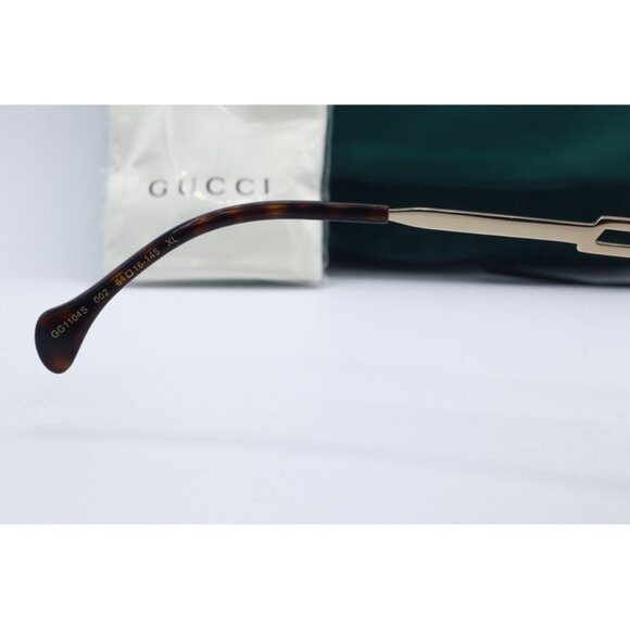 Gucci GG 1104S 002 Aviator Pilot Brown and Gold Sunglasses Brown Lenses NEW main image 6